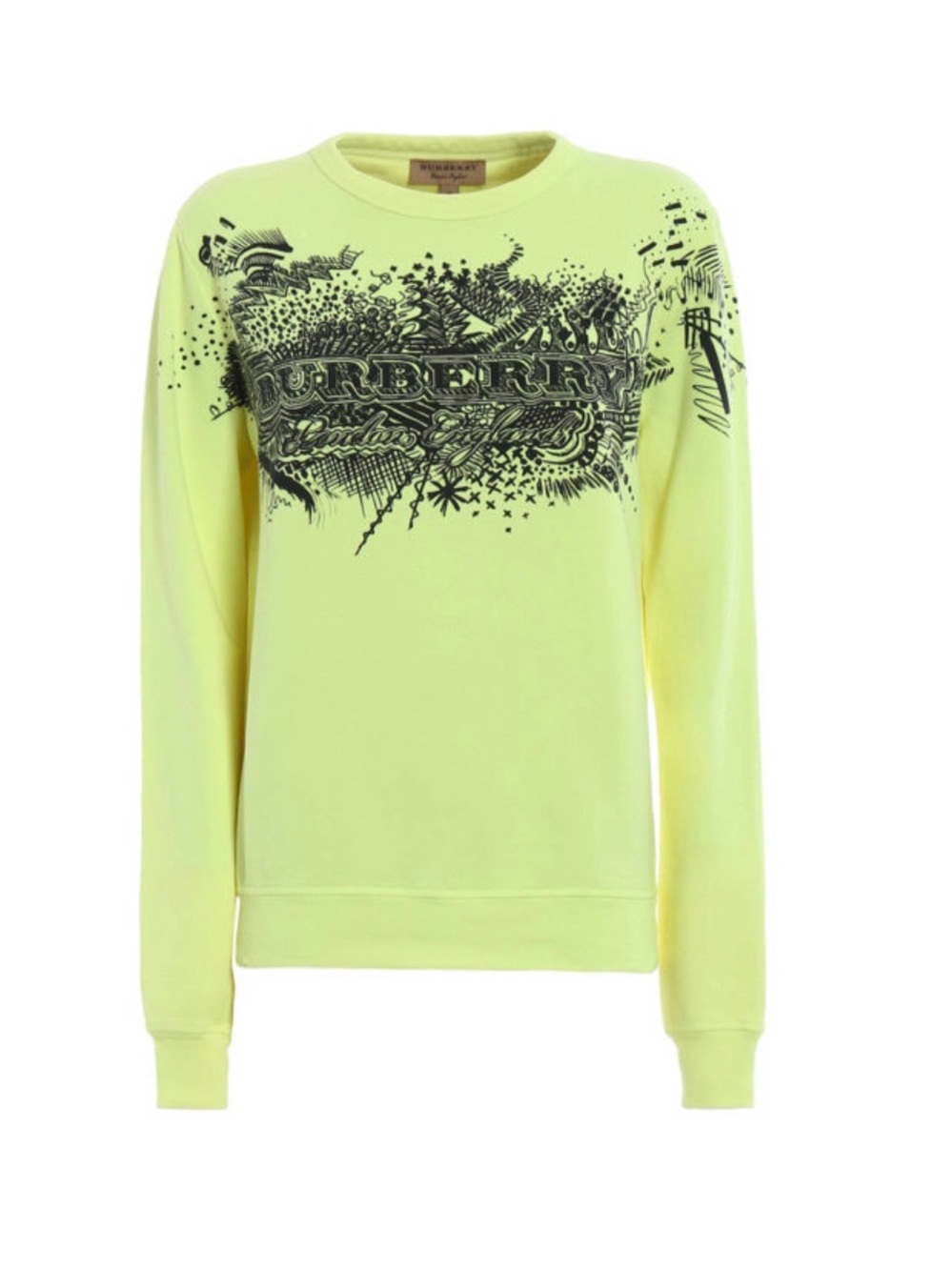 Burberry Neon Yellow Sauer Doodle Print Cotton Sweatshirt